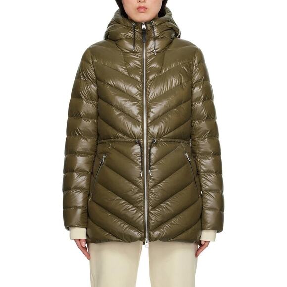 Mackage Jacket Womens X Small Olive Green Down Puffer Hood Coat Long XS Zip Warm - Picture 1 of 14
